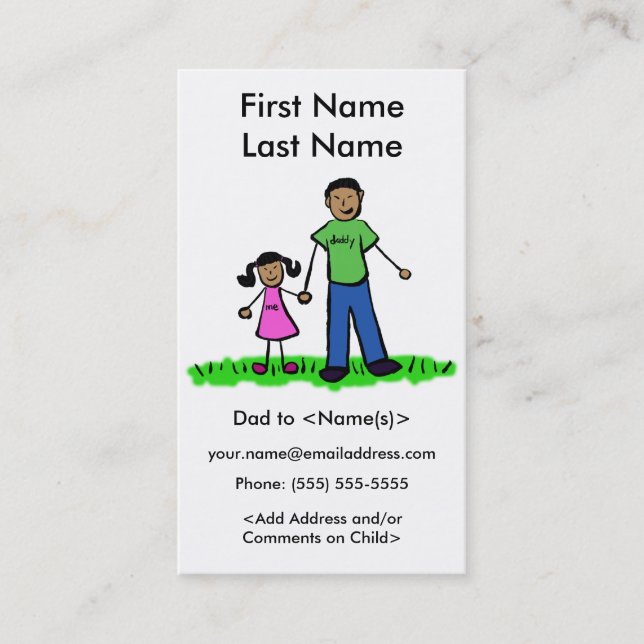 Daddy and Daughter Custom Calling Playdate Cards (Front)