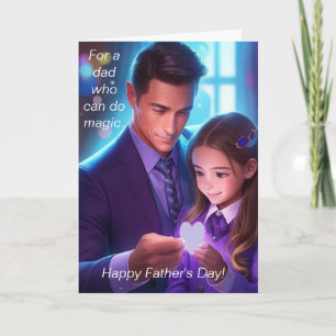 Daddy and Daughter Doing Magic Holiday Card