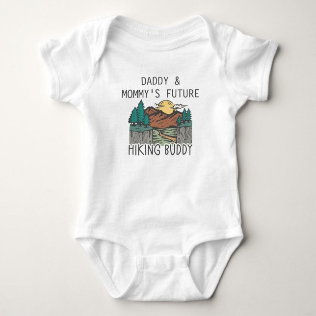 Daddy and Mummy's Future Hiking Buddy - Cute Hiker Baby Bodysuit (Front)