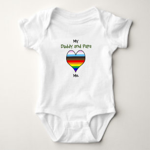 Daddy and Papa Rainbow Heart Baby Bodysuit