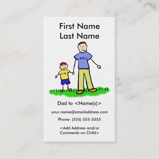 Daddy and Son Custom Photo Calling Playdate Cards (Front)
