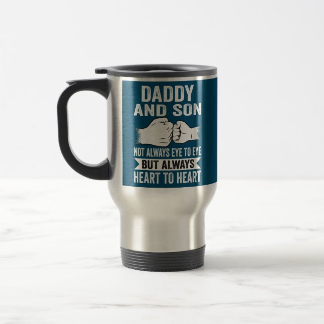 Daddy And Son Fist Bump Fist Bomb Fathers Day Travel Mug (Left)