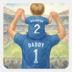 Daddy and Son Matching Jerseys Football Dad Square Sticker