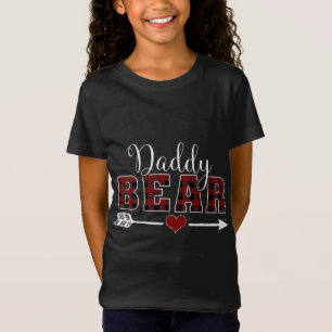 Daddy Bear Buffalo Plaid Arrow Heart Dad Christmas T-Shirt