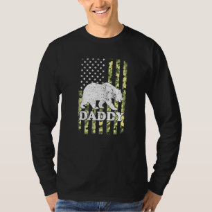 Daddy Bear Camping Hiking Camouflage Usa American T-Shirt