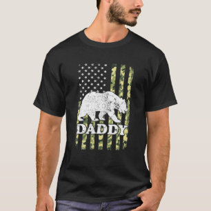 Daddy Bear Camping Hiking Camouflage USA American T-Shirt