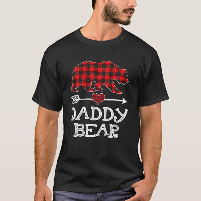 Daddy Bear Christmas Pajama Red Plaid Buffalo Fami T-Shirt (Front)