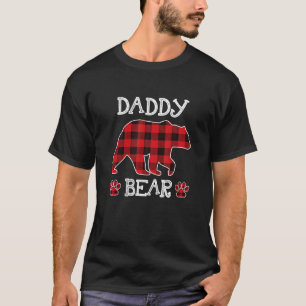 Daddy Bear Christmas Pajama Red Plaid Buffalo Fami T-Shirt
