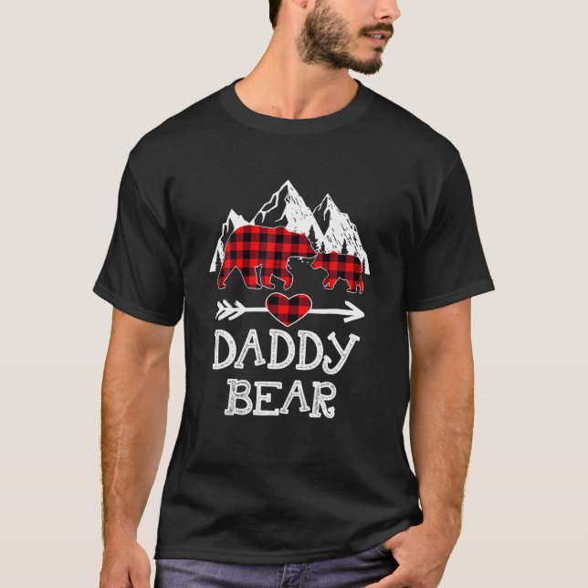 Daddy Bear Christmas Pajama Red Plaid Buffalo Fami T-Shirt (Front)