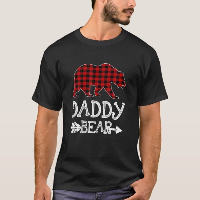 Daddy Bear Christmas Xmas Pajama Red Plaid Buffalo T-Shirt (Front)