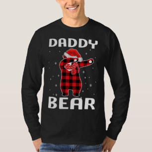 Daddy Bear Dabbing Christmas Pajama With Santa Hat T-Shirt