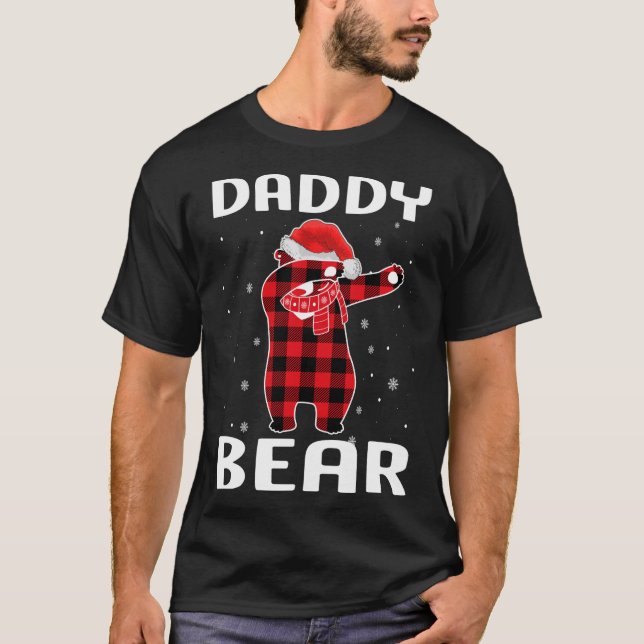 Daddy Bear Dabbing Christmas Pajama With Santa Hat T-Shirt (Front)