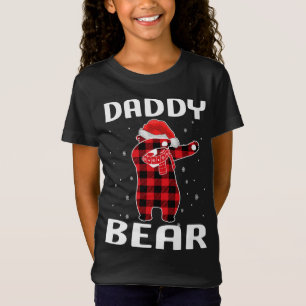 Daddy Bear Dabbing Christmas Pajama With Santa Hat T-Shirt