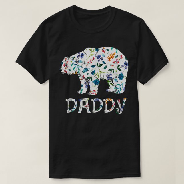 Daddy Bear Floral Gifts Matching Family Flower  T-Shirt (Design Front)