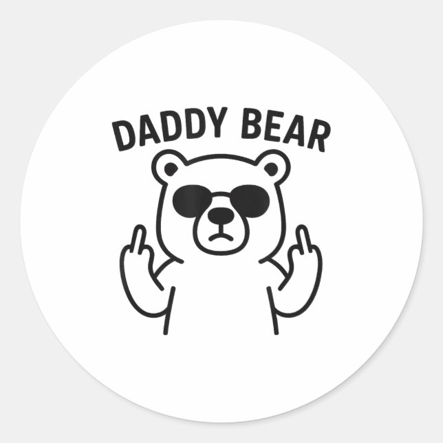 Daddy Bear Funny Gift For Men Boys  Classic Round Sticker (Front)