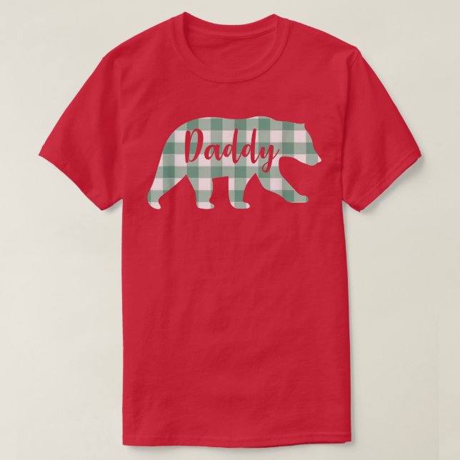 Daddy Bear Plaid Buffalo Awesome Camping Father's  T-Shirt (Design Front)