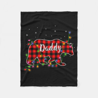 Daddy Bear Red Plaid Christmas Pajama Family Gift  Fleece Blanket