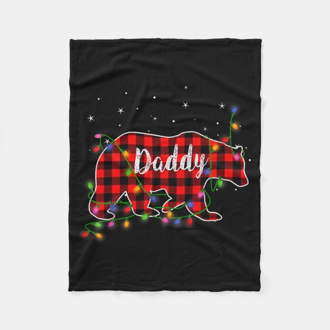 Daddy Bear Red Plaid Christmas Pajama Family Gift  Fleece Blanket (Front)