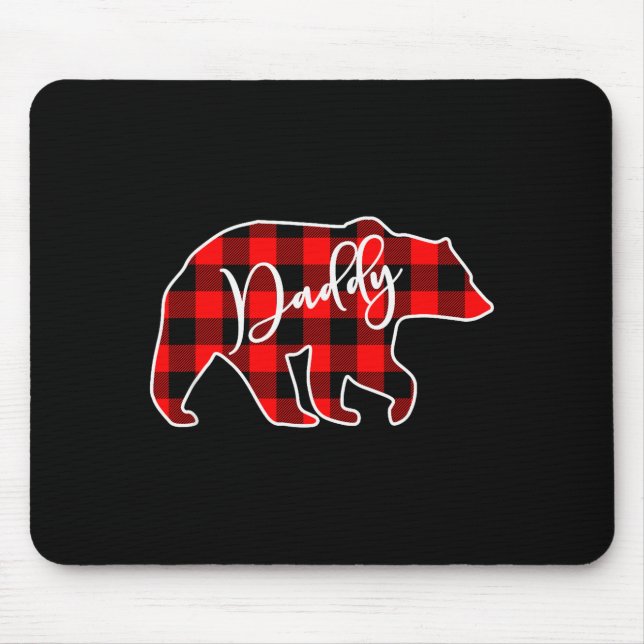 Daddy Bear Red Plaid Matching Family Christmas  Mouse Mat (Front)