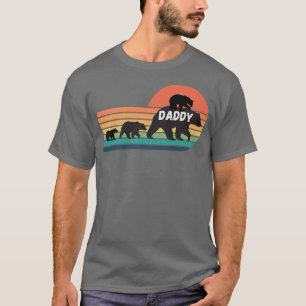 Daddy Bear with Cubs Vintage Sunset - Retro Family T-Shirt