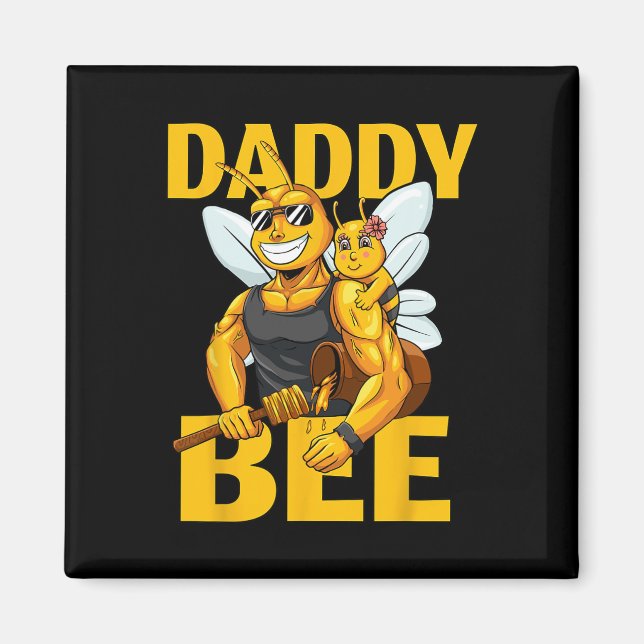 Daddy Bee Beekeeping Honey Daddy With Daughter Gir Magnet (Front)