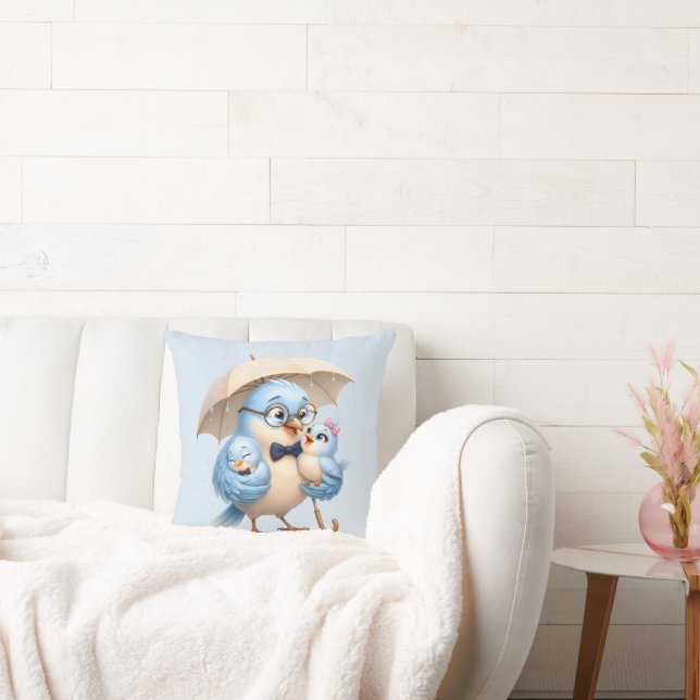 Daddy Bird Decorative Pillow Father's Day Gift (Couch)