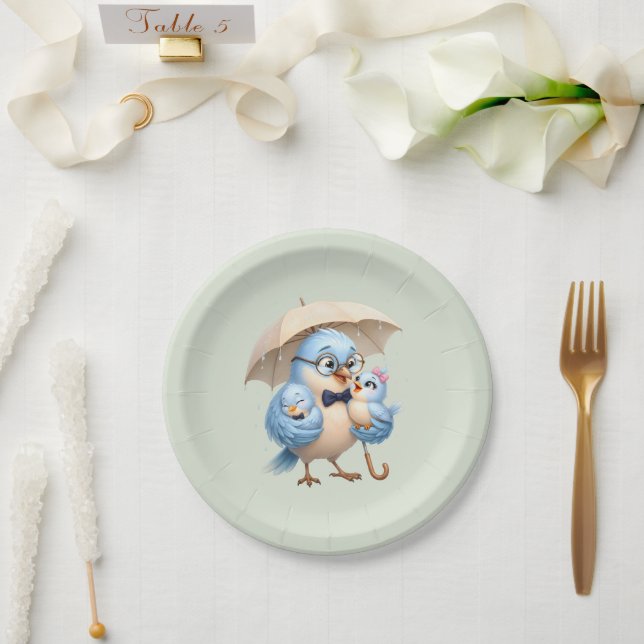 Daddy Bird Family Paper Plate (Wedding)