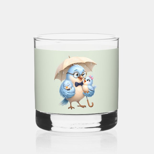 Daddy Bird Family Rocks Glass (Front)
