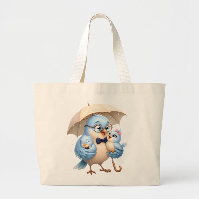 Daddy Bird Large Tote Family Artwork (Front)