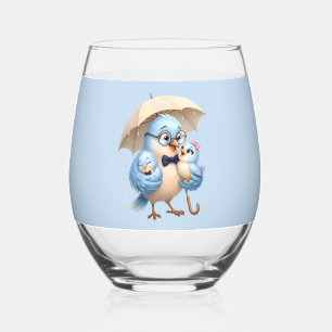 Daddy Bird Stemless Glass Cute Family Drinkware