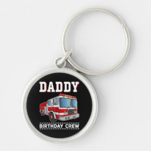 Daddy Birthday Crew Fire Truck Themed Family Match Key Ring