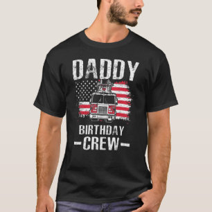Daddy Birthday Crew Fireman American Flag Thin Red T-Shirt