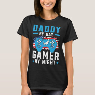 Daddy By Day Gamer By Night Gaming Dad Fatherhood  T-Shirt