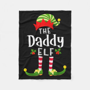 Daddy Christmas Elf Matching Pajama X-mas Party Fleece Blanket