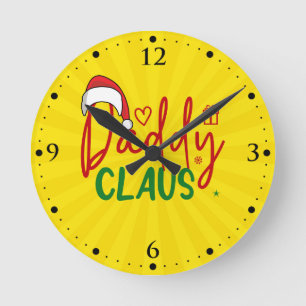 Daddy Claus Christmas Design Round Clock