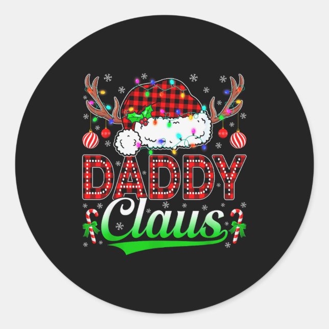 Daddy Claus Christmas Lights Matching Family Xmas  Classic Round Sticker (Front)