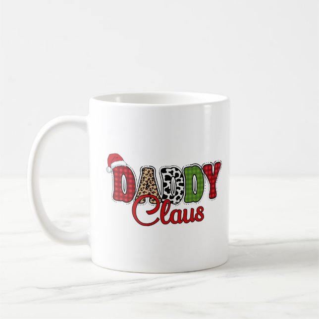 Daddy Claus Christmas Plaid Text Design-50095 Coffee Mug (Left)