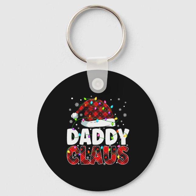 Daddy Claus Merry Christmas Santa Hat Family Match Key Ring (Front)