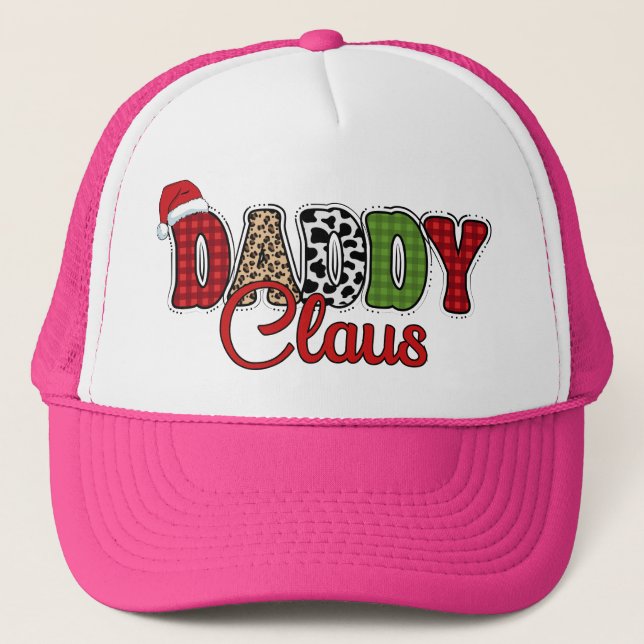 Daddy Claus Plaid Design  Trucker Hat (Front)