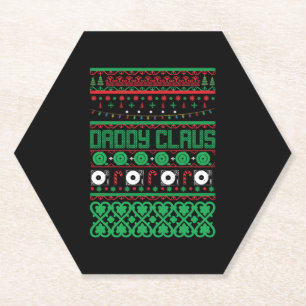 Daddy Claus Ugly Christmas Sweater Christmas Gifts Paper Coaster