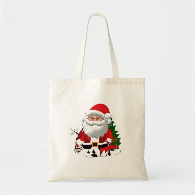 Daddy Claus with a Reindeer Tote Bag (Front)