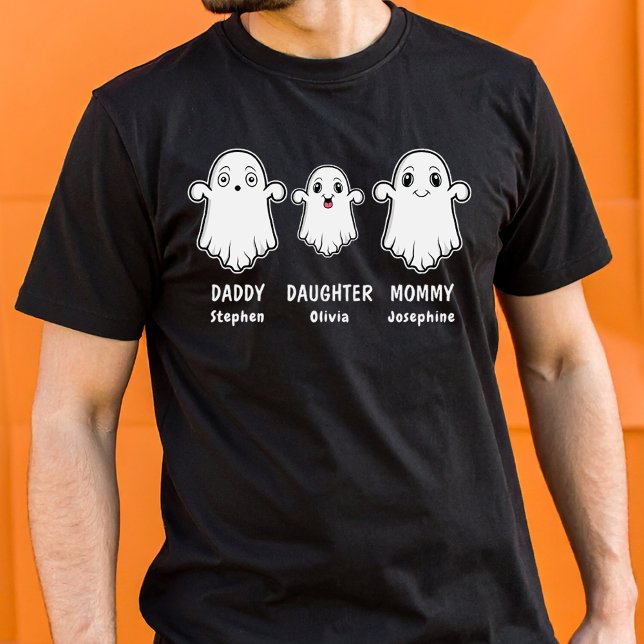 Daddy Daughter And Mummy 3 Person Ghost Family T-Shirt (Disclaimer: This image is a digital mockup.)