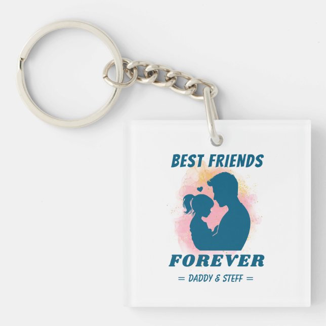 Daddy-Daughter Best Friend Forever - Custom Name 5 Key Ring (Front)