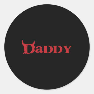 Daddy Devil Horn Lazy Halloween Costume Gothic Pap Classic Round Sticker