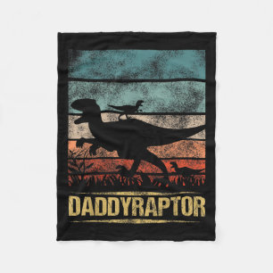 Daddy Dinosaur Daddyraptor 2 Kids Fathers Day For Fleece Blanket