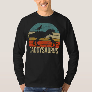 Daddy Dinosaur Daddysaurus 2 Kids Father's Day  Fo T-Shirt
