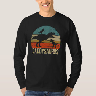 Daddy Dinosaur Daddysaurus 2 Kids Father's Day  Fo T-Shirt