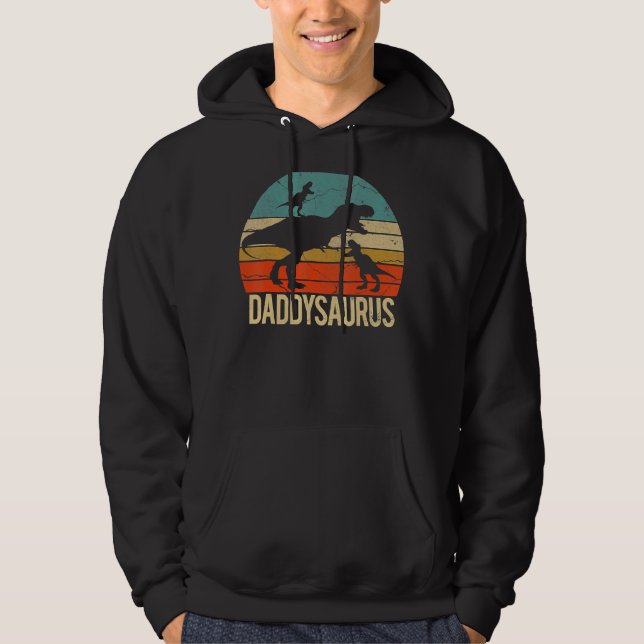 Daddy Dinosaur Daddysaurus 2 Two Kids Christmas Fo Hoodie (Front)