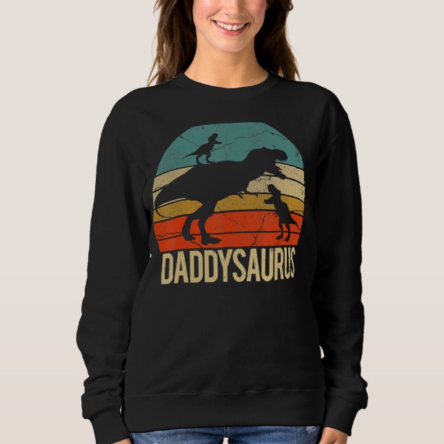 Daddy Dinosaur Daddysaurus 2 Two Kids Christmas Fo Sweatshirt (Front)