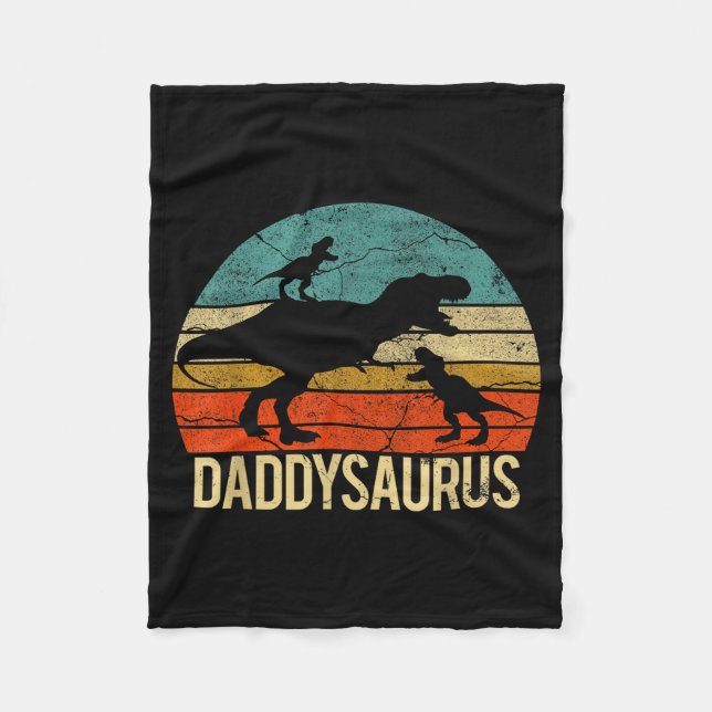 Daddy Dinosaur Daddysaurus 2 Two Kids Christmas Gi Fleece Blanket (Front)
